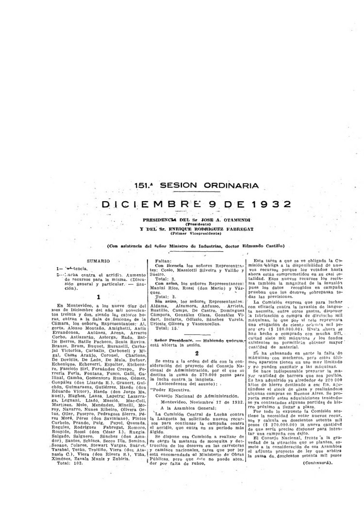 DIARIO DE SESIONES DE LA CAMARA DE REPRESENTANTES del 09/12/1932